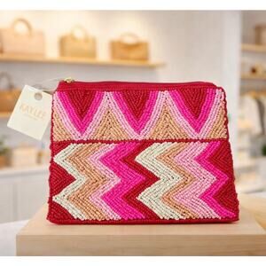 Kay Lee Pink Red Coin Zipper Purse NWT